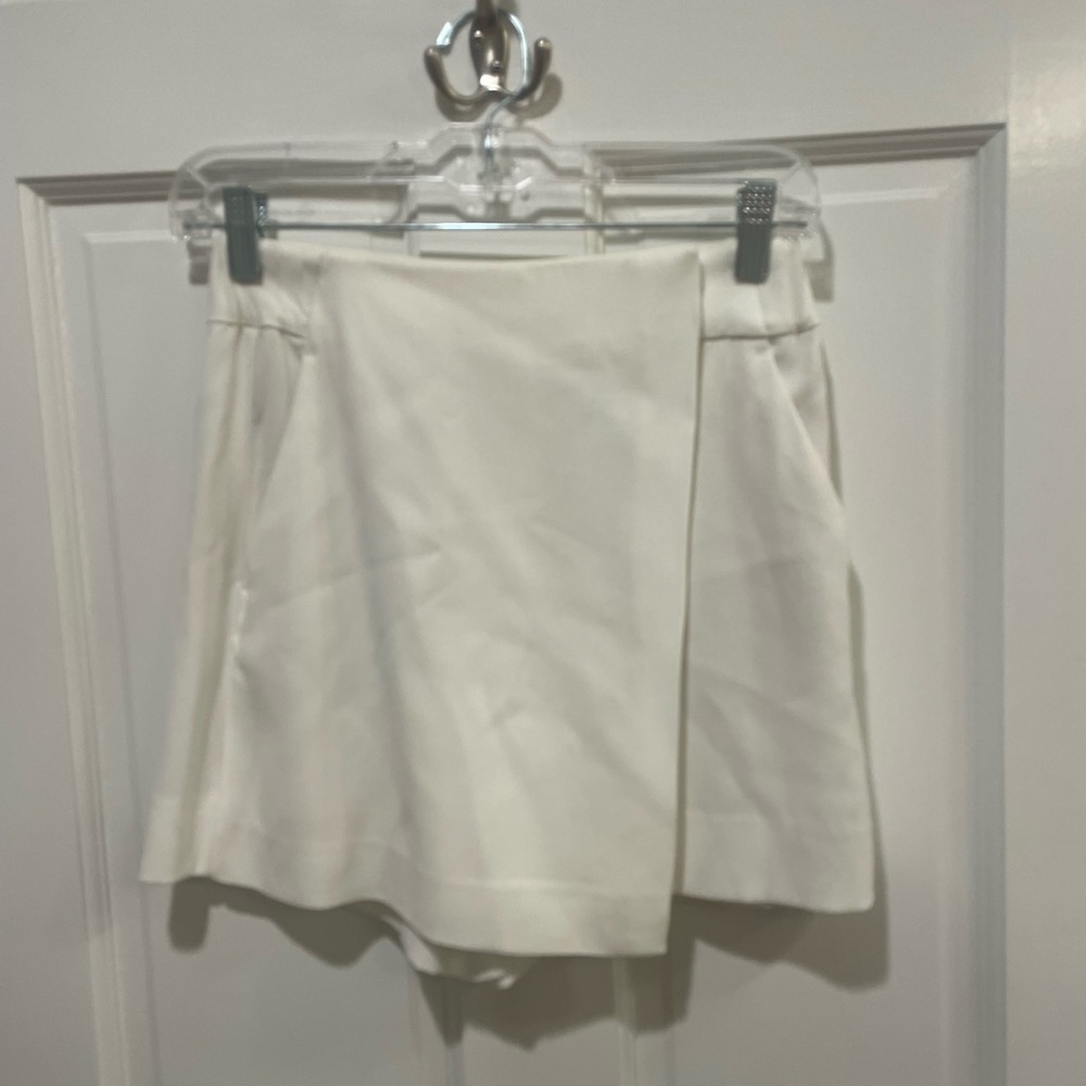 Babaton White Wrap Mini Skirt Casual